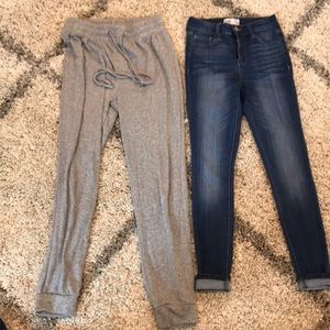 Jeans and sweatpants